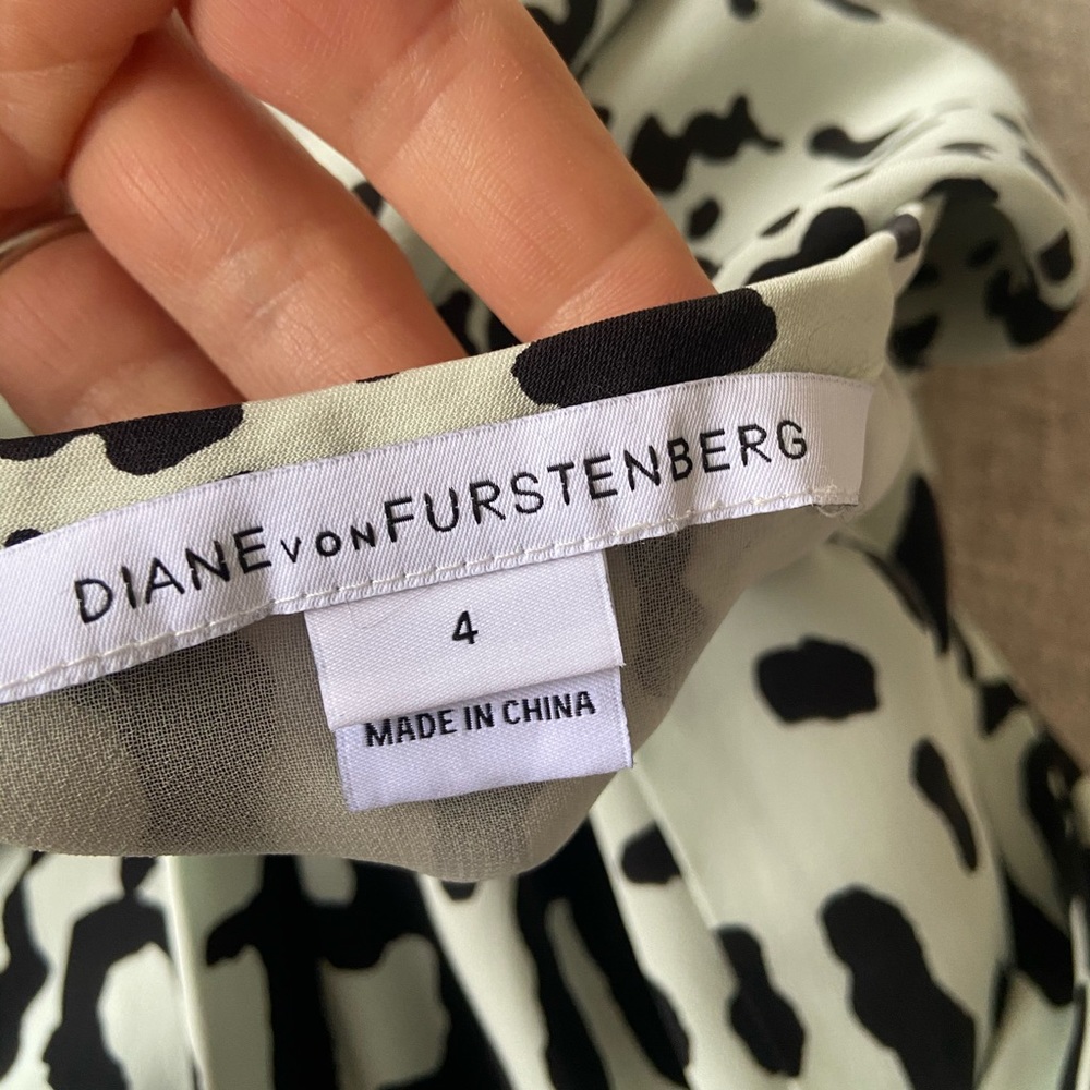 DIane Von Furstenberg New Della Mint Green Paint Splatter Dress - Picture 10 of 12